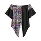 African Ndebele Art Patterns Off Shoulder Wrap Waist Top Black Half Style