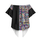 African Ndebele Art Patterns Off Shoulder Wrap Waist Top Black Half Style