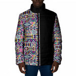 African Ndebele Art Patterns Padded Jacket Black Half Style
