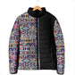 African Ndebele Art Patterns Padded Jacket Black Half Style