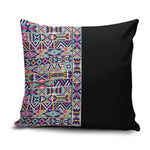 African Ndebele Art Patterns Pillow Cover Black Half Style