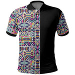 African Ndebele Art Patterns Polo Shirt Black Half Style