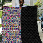 African Ndebele Art Patterns Quilt Black Half Style