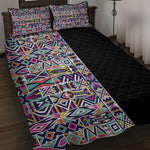 African Ndebele Art Patterns Quilt Bed Set Black Half Style