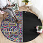African Ndebele Art Patterns Round Carpet Black Half Style