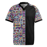 African Ndebele Art Patterns Rugby Jersey Black Half Style