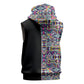 African Ndebele Art Patterns Sleeveless Hoodie Black Half Style
