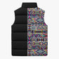 African Ndebele Art Patterns Sleeveless Puffer Jacket Black Half Style