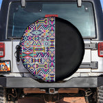 African Ndebele Art Patterns Spare Tire Cover Black Half Style