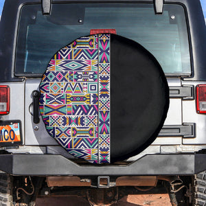 African Ndebele Art Patterns Spare Tire Cover Black Half Style