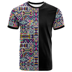 African Ndebele Art Patterns T shirt Black Half Style