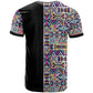 African Ndebele Art Patterns T shirt Black Half Style