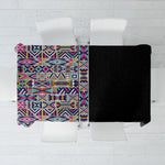 African Ndebele Art Patterns Tablecloth Black Half Style