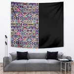 African Ndebele Art Patterns Tapestry Black Half Style