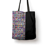 African Ndebele Art Patterns Tote Bag Black Half Style