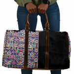 African Ndebele Art Patterns Travel Bag Black Half Style