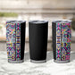 African Ndebele Art Patterns Tumbler Cup Black Half Style