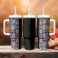 African Ndebele Art Patterns Tumbler With Handle Black Half Style