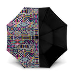 African Ndebele Art Patterns Umbrella Black Half Style
