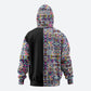 African Ndebele Art Patterns Zip Hoodie Black Half Style