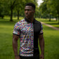 African Ndebele Art Patterns Zipper Polo Shirt Black Half Style