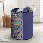 African Ndebele Art Patterns Laundry Basket Navy Blue Half Style