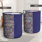 African Ndebele Art Patterns Laundry Basket Navy Blue Half Style