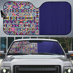African Ndebele Art Patterns Auto Sun Shade Navy Blue Half Style