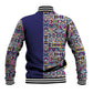 African Ndebele Art Patterns Baseball Jacket Navy Blue Half Style