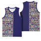 African Ndebele Art Patterns Basketball Jersey Navy Blue Half Style