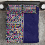 African Ndebele Art Patterns Bedding Set Navy Blue Half Style