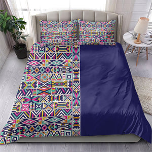 African Ndebele Art Patterns Bedding Set Navy Blue Half Style