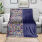 African Ndebele Art Patterns Blanket Navy Blue Half Style