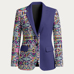 African Ndebele Art Patterns Blazer Navy Blue Half Style