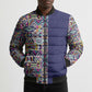 African Ndebele Art Patterns Bomber Puffer Jacket Navy Blue Half Style