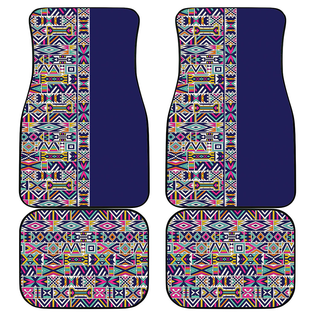 African Ndebele Art Patterns Car Mats Navy Blue Half Style