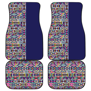 African Ndebele Art Patterns Car Mats Navy Blue Half Style