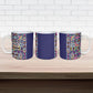 African Ndebele Art Patterns Ceramic Mug Navy Blue Half Style