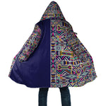 African Ndebele Art Patterns Cloak Navy Blue Half Style