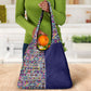African Ndebele Art Patterns Grocery Bag Navy Blue Half Style