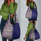 African Ndebele Art Patterns Grocery Bag Navy Blue Half Style