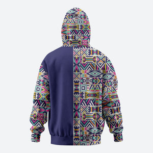 African Ndebele Art Patterns Hoodie Navy Blue Half Style
