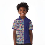 African Ndebele Art Patterns Kid Polo Shirt Navy Blue Half Style