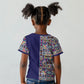 African Ndebele Art Patterns Kid T shirt Navy Blue Half Style