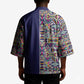 African Ndebele Art Patterns Kimono Navy Blue Half Style