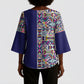 African Ndebele Art Patterns Kimono Sleeve Blouse Navy Blue Half Style