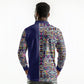 African Ndebele Art Patterns Long Sleeve Polo Shirt Navy Blue Half Style