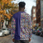 African Ndebele Art Patterns Long Sleeve Shirt Navy Blue Half Style