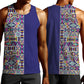 African Ndebele Art Patterns Men Tank Top Navy Blue Half Style