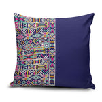 African Ndebele Art Patterns Pillow Cover Navy Blue Half Style
